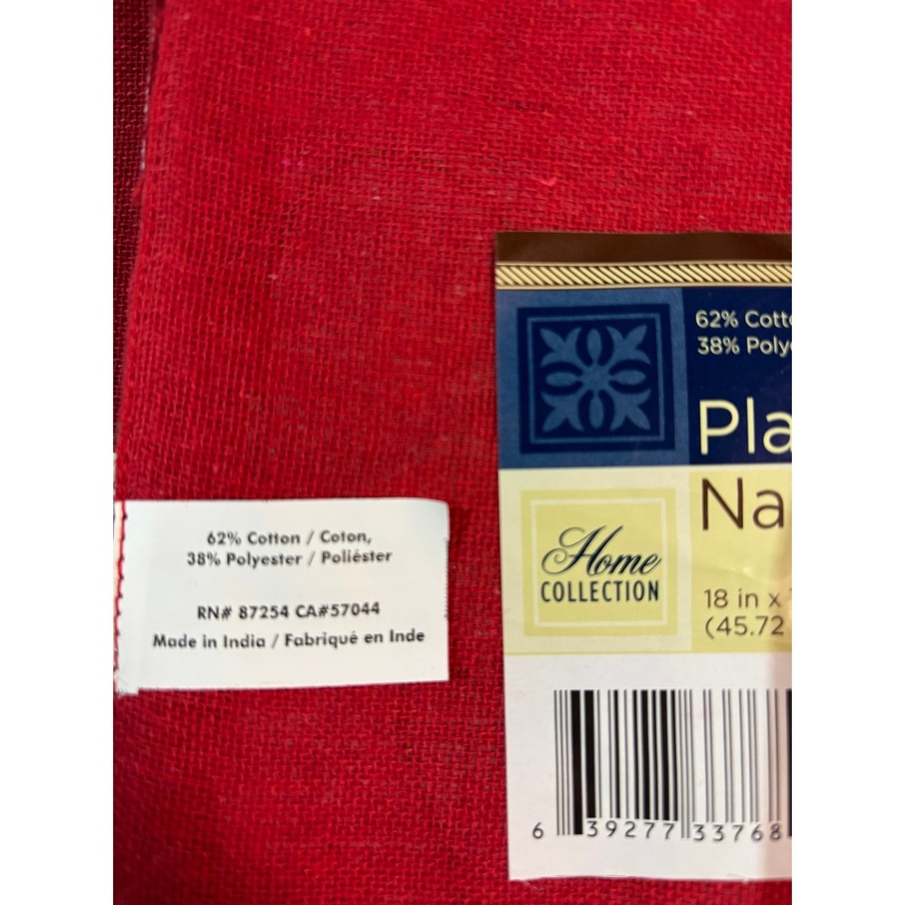 Home Collection Red‎ Plaid Placemats Set of 7 Cotton Blend Table Decor - Picture 8 of 8